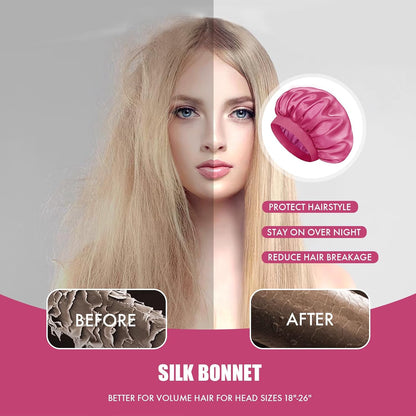 Satin Silk Bonnet for Sleeping, Double Layer Silk Sleep Cap for Men & Women, Soft Satin Lined Bonnet for Curly Hair