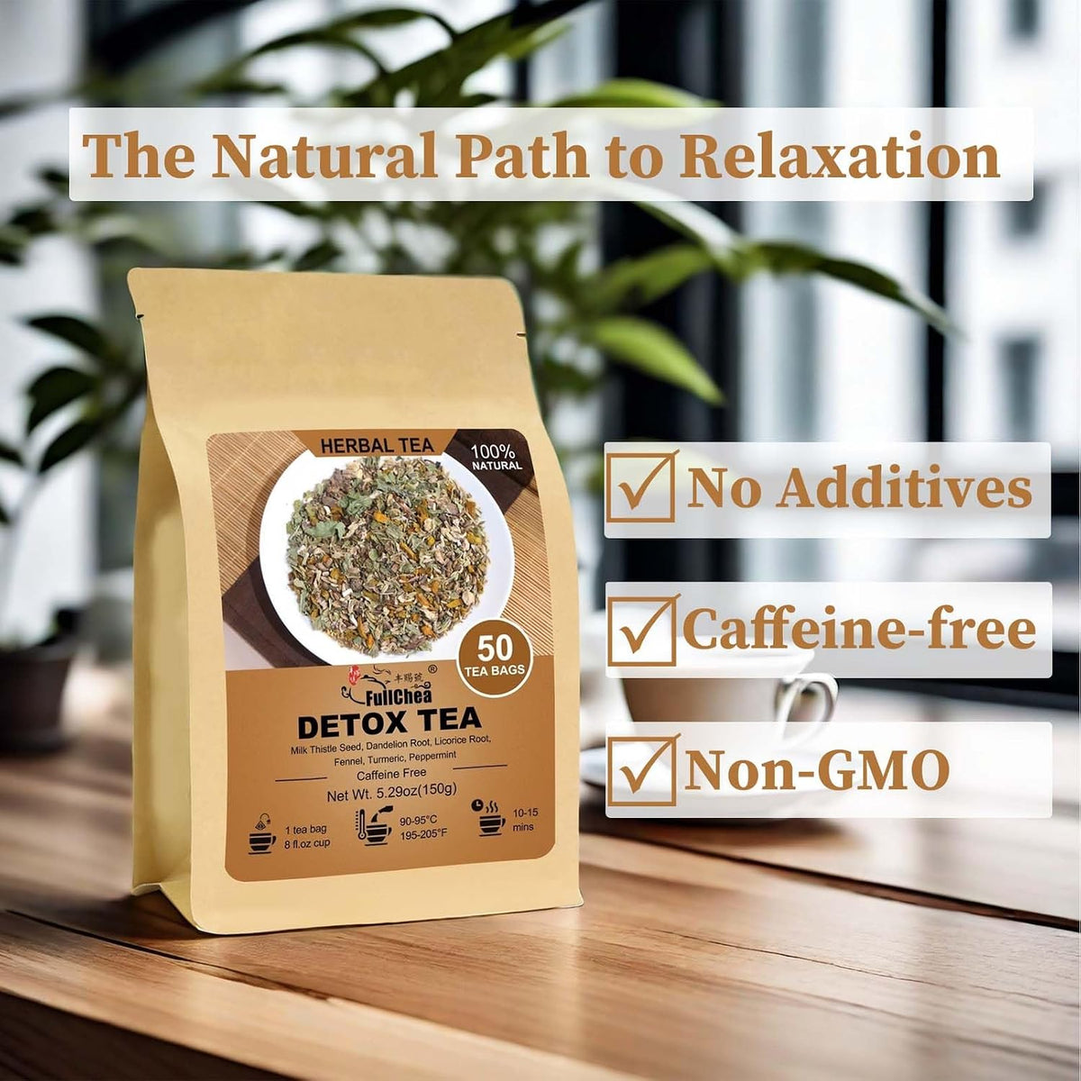 FullChea - Detox Tea Bags, 50 Count, Milk Thistle Herbal Detox Blend