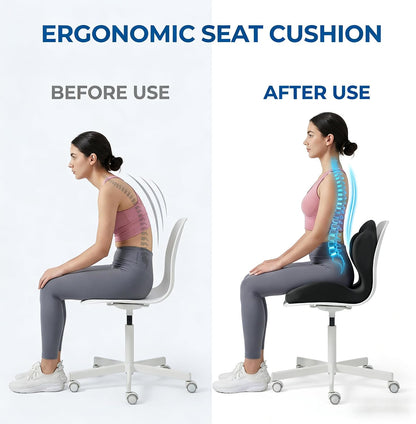 Ergonomic Seat Memory Foam Support Cushion for Back, Car Seat Back Support Cushion for Sciatica Tailbone Pain, Office Desk Chair Car Travel Seat Cushion (Pink)