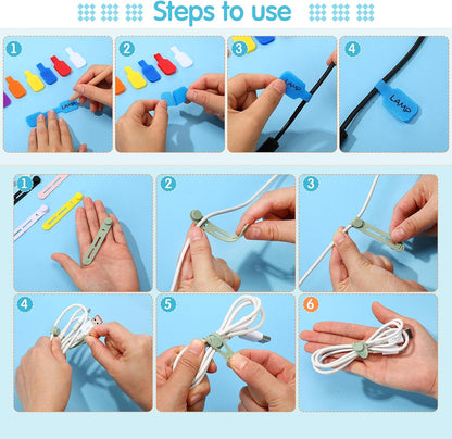 90 Pcs Cable Ties with Labels for Electronics Desk, Mixed Color
