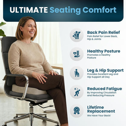 ComfiLife Gel Enhanced Seat Cushion – Office Chair Cushion – Non-Slip Gel & Memory Foam Coccyx Cushion for Tailbone Pain - Desk Chair Car Seat Cushion Driving - Sciatica & Back Pain Relief (Navy)