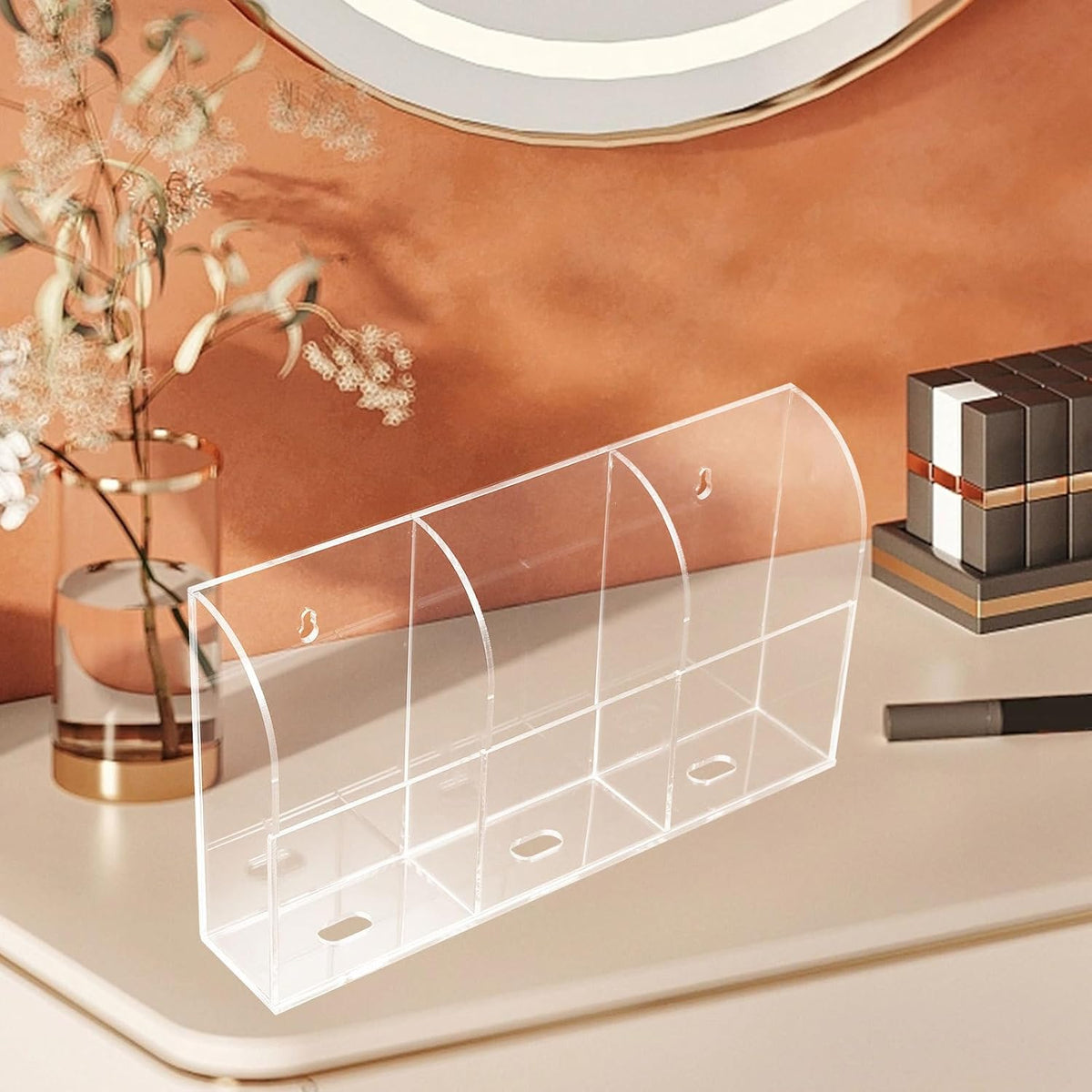 PRETYZOOM 2pcs Acrylic 3 Slot Wall Mounted Phone Charging Bracket for Cell Phones and Remote Controls, Universal Compatibility Organizer to Charge and Store Devices in Home or Office