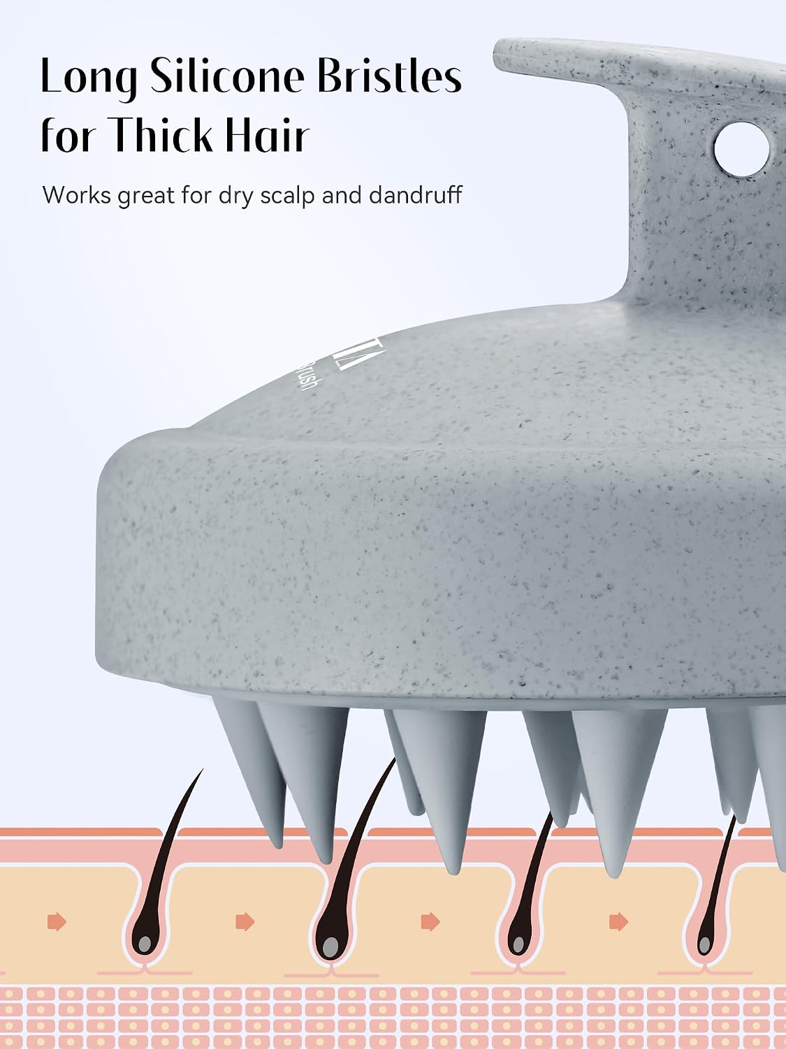 HEETA Scalp Massager Hair Growth, Soft Silicone Scalp Scrubber Shampoo Brush for Exfoliation, Dandruff Removal Head Massage Stress Relax, Wet & Dry Use for Thick Thin Curly Hair Care, Black