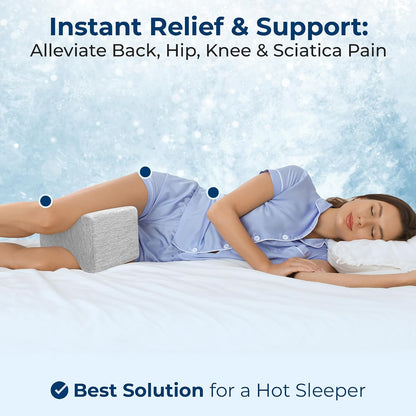 5 STARS UNITED Knee Pillow for Side Sleepers - Hip Pain Relief, Memory Foam Leg Cushion for Side Sleeping - Between Legs Pillow for Sciatica & Lower Back Pain, White