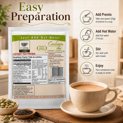 Chai Gold Instant Chai Tea Premix Powder - Sweetened Milk Tea Latte Mix for Home and Beverage Dispensers - [500g / 1.1 lb Bulk Bag] (Kadak)
