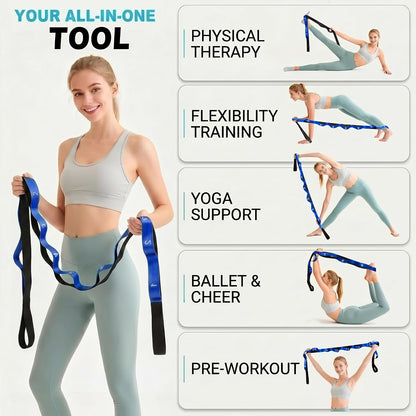 Acozycoo Stretching Strap with Loops for Physical Therapy,Yoga Strap for Stretching,Home Workout,Pilate & Flexibility Training,Non-Elastic Exercise Stretch Band for Hamstring,Leg Stretcher Belt,Flexibility Fascia