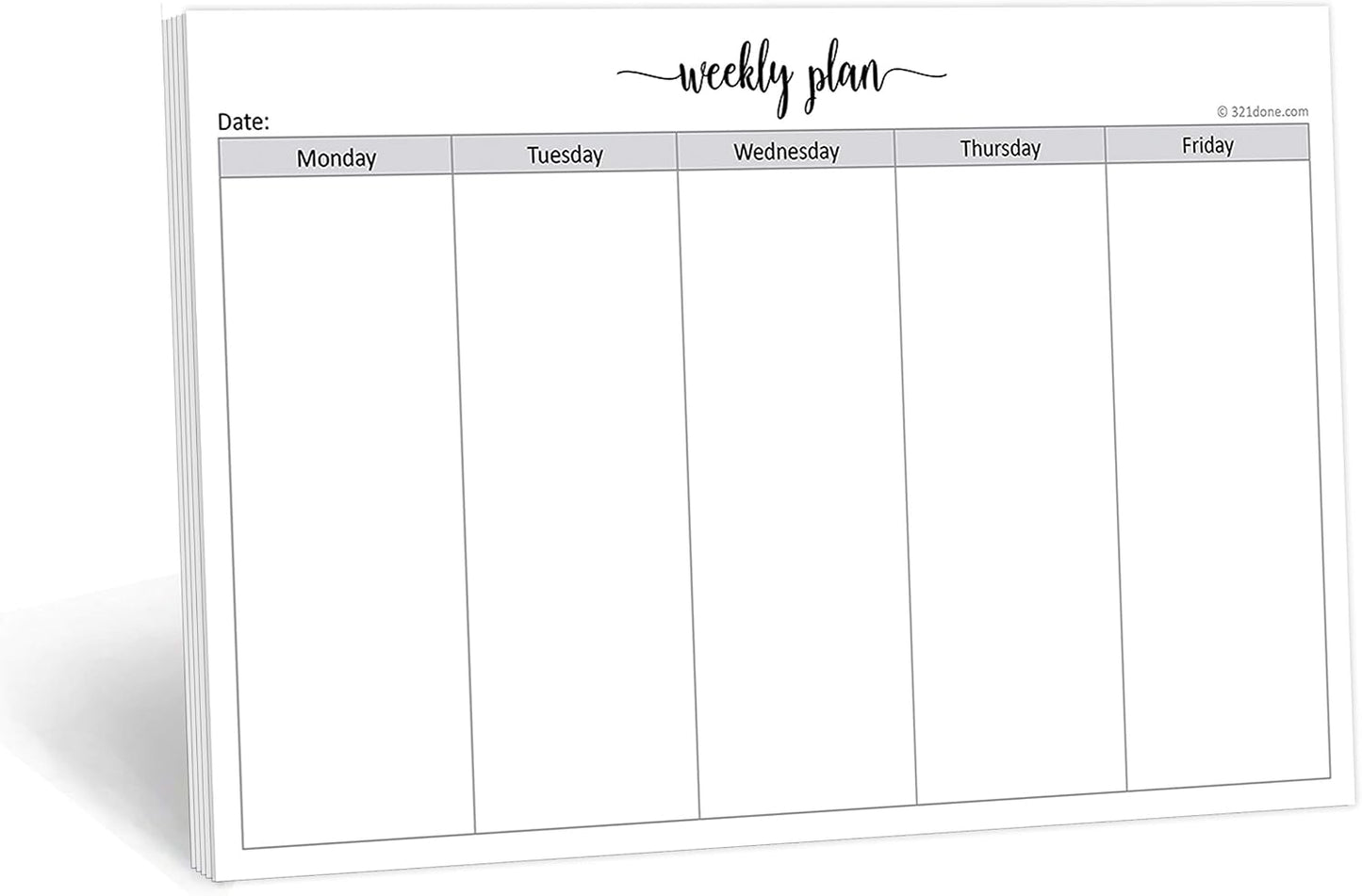 321Done Undated Weekly Planner Notepad, Jumbo 11x17 Desk Pad - 50 Tear-Off Sheets, Weekday Monday-Friday Schedule, Daily Task Planner for Home, Office & Student Use - Made in USA
