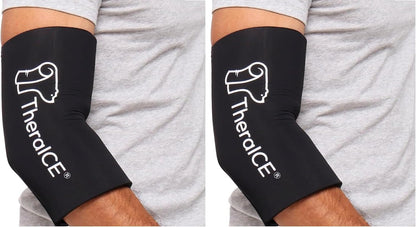TheraICE Elbow Ice Pack Wrap Compression Sleeve for Injuries Reusable Gel Arm Cold Packs | Tennis Elbow Golfers & Cubital Tunnel, Tendinitis Pain Relief | Plus Shin Splints, Calf Strain | Women & Men