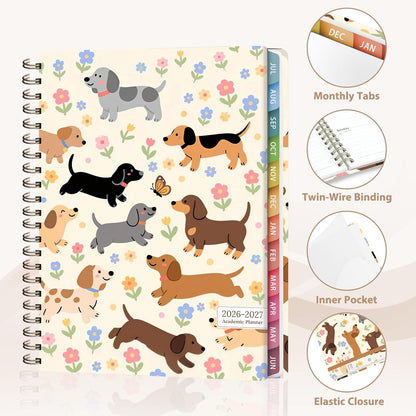 Planner 2026-2027, Weekly and Monthly Calendar Planner, JUL 2026 - JUN 2027 | Academic Year, Daily Agenda Book, A5(6.3'' x 8.5''), Sprial Bound, Inner Pocket, Office School Use