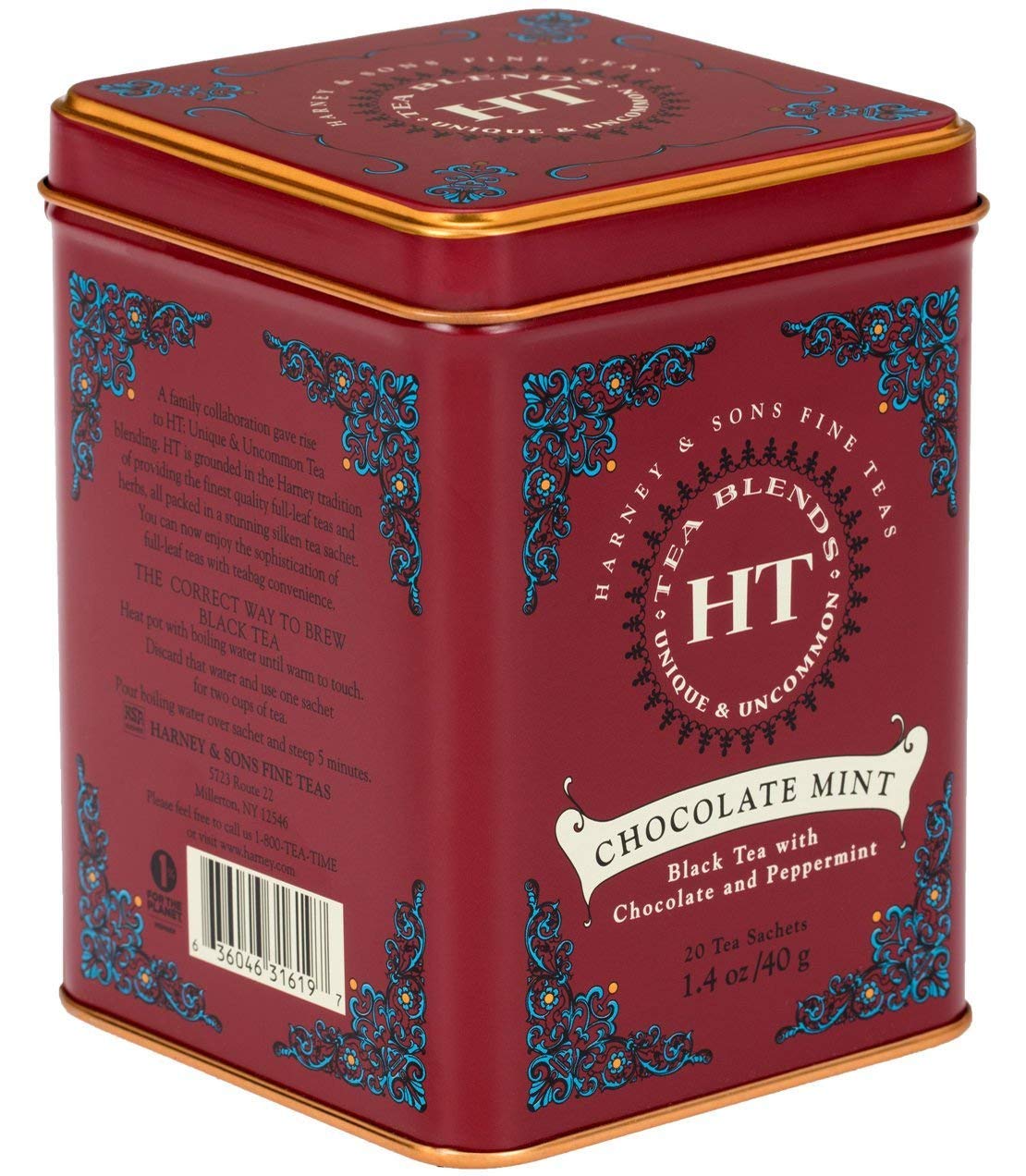 Harney & Sons Cherry Blossom Green Tea, 20 Sachets in Tin | Green tea with delicate cherry blossom and vanilla flavors inspired by Japan's sakura season. Contains caffeine.