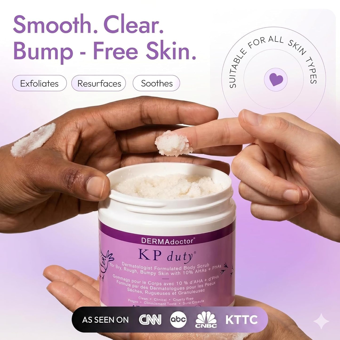 DERMAdoctor KP Bump Eraser Body Scrub with 10% AHAs + PHAs for Keratosis Pilaris, Dry, Rough, and Bumpy Skin, Dermatologist Formulated Exfoliating Body Scrub with Glycolic and Lactic acids - 8 Fl oz