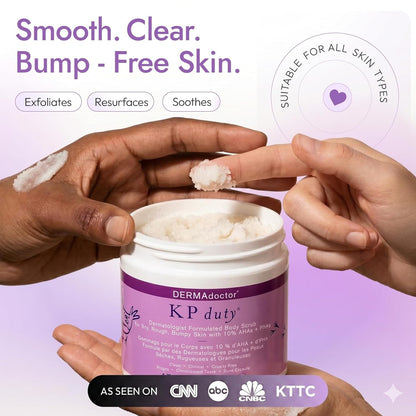 DERMAdoctor KP Bump Eraser Body Scrub with 10% AHAs + PHAs for Keratosis Pilaris, Dry, Rough, and Bumpy Skin, Dermatologist Formulated Exfoliating Body Scrub with Glycolic and Lactic acids - 8 Fl oz