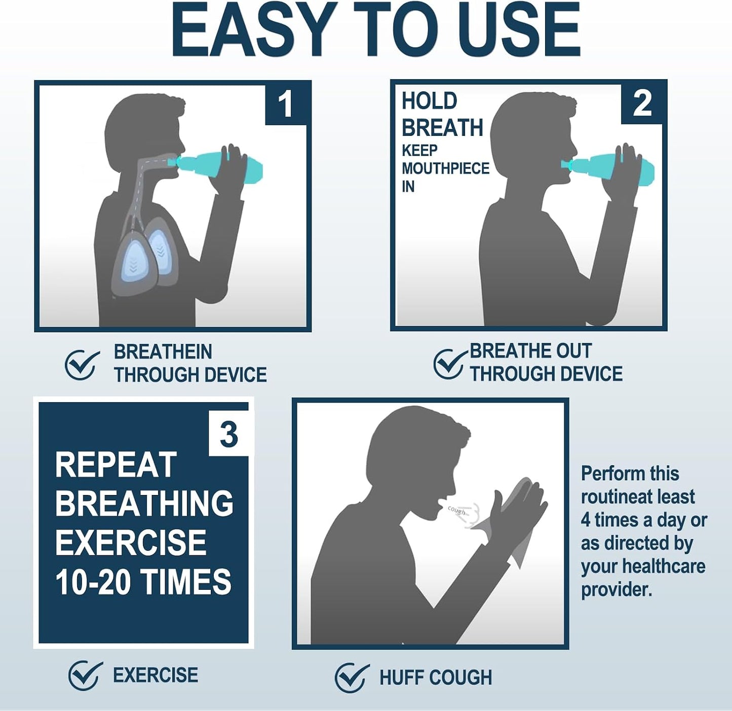 Flutter Valve Breathing Exercise Device for Lungs, Portable Lung Exerciser & Mucus Clearance Device, Adjustable Resistance for Mucus Removal