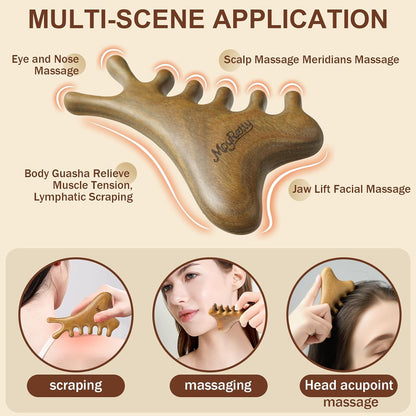 MoyRetty Wooden Gua Sha Tool, Sandalwood Face & Body Massager