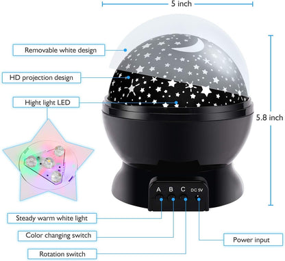 RICTLY Night Light for Kids, Kids Night Light Nebula 360 Degree Rotation - 4 LED Bulbs 12 Light Color Star Projector Changing with USB Cable, Romantic Gifts for Men Women Children