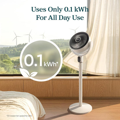 LEVOIT Standing Fan for Bedroom, 20dB Quiet Pedestal Fan for Sleep, 1024 CFM Ultra-High Airflow, 90° Oscillating Floor Fan, DC Motor, 5 Speeds, 12H Timer, Remote, for Home, Room, Office, White