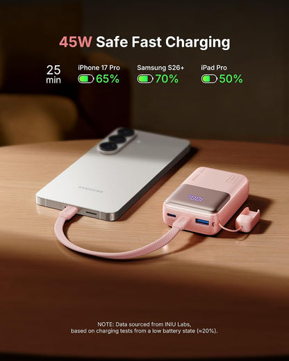 INIU Mini Portable Charger, Small 10000mAh 45W Fast Charging Power Bank