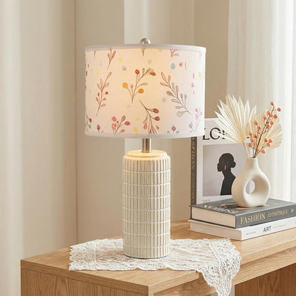 PoKat 23" Modern Ceramic Table Lamp Set of 2 for Living Room White Desk Lamps for Bedroom Farmhouse Bedside Nightstand Lamp House Warming Gifts New Home Decor End Table Lamps Gifts for Women Mom Beige