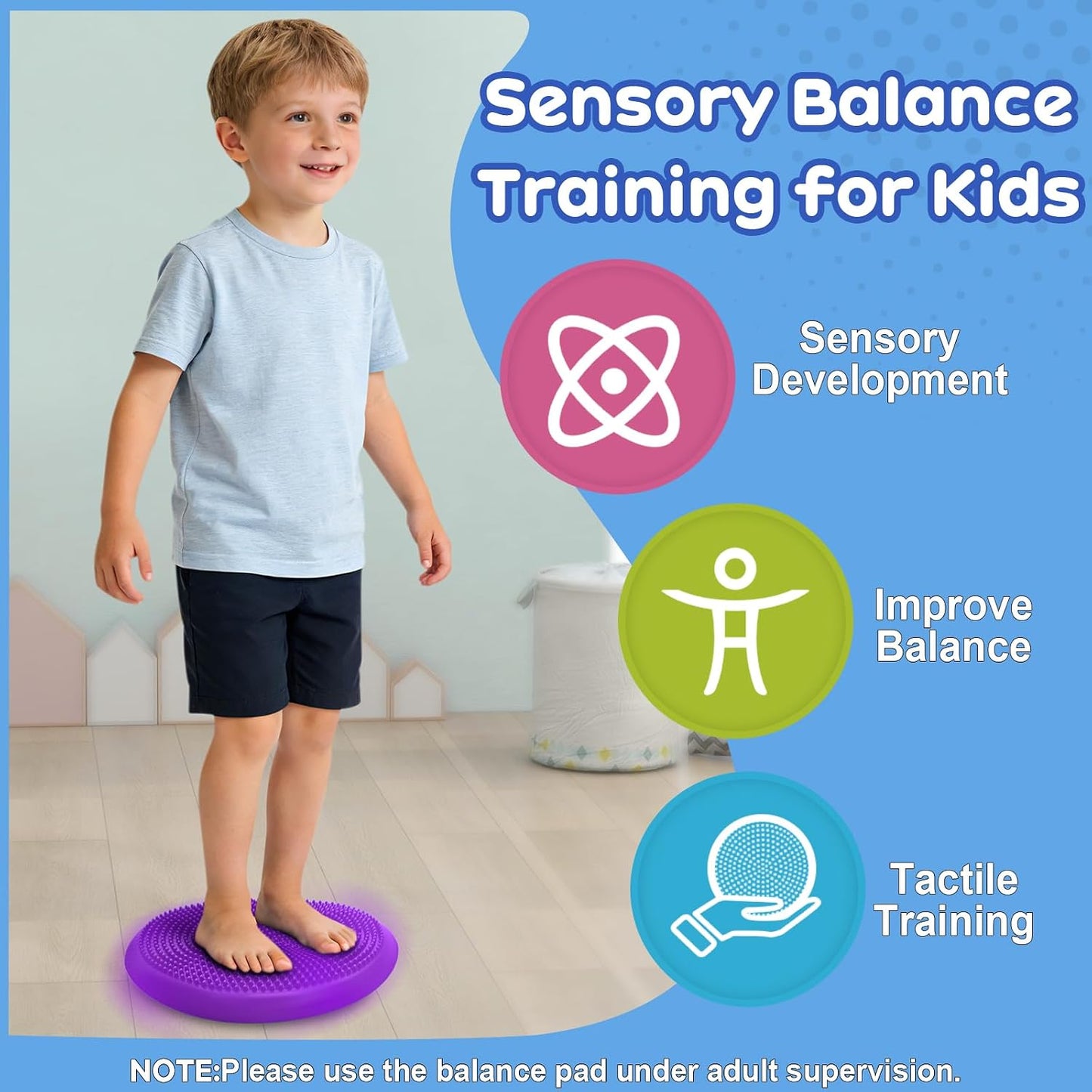 Wiggle Seat Cushion,Fimeetoy Sensory Spinning Chair,ADHD Tools for Kids,Flexible Seating Classroom & Home,Inflatable Wobble Balance Disc-Blue