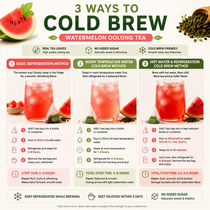 Cold Brew Watermelon Oolong Tea Bags, 3-Pack (30 Tea Bags) | Brews in Cold Water in Minutes | Naturally Flavored with Dragon Fruit & Strawberry | No Sugar Added, Refreshing Iced Tea