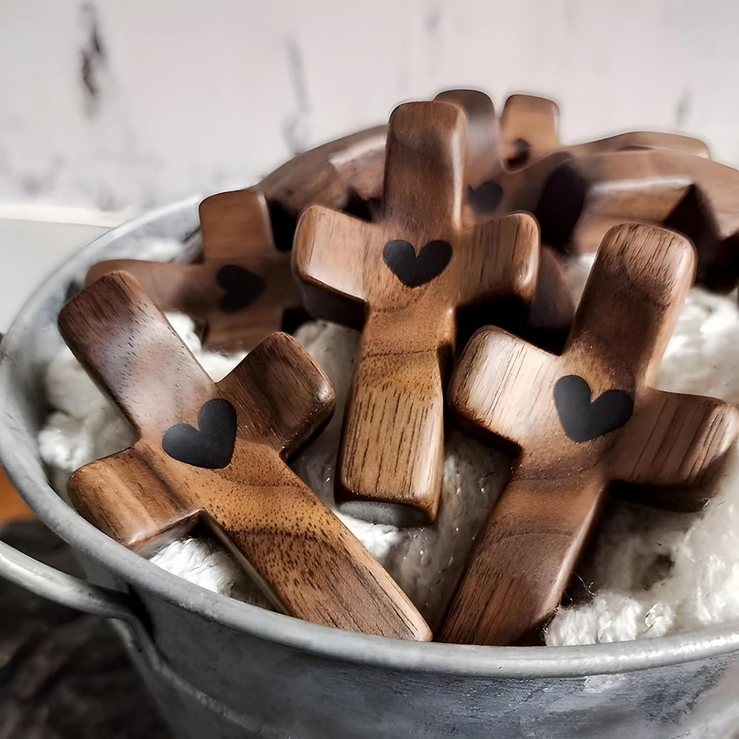 Cross My Heart/Encouragement Gift Wood Comfort Pocket Prayer Cross for Clutching, Clinging and Praying Christian Religious Gift