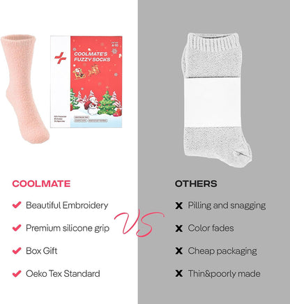 COOLMATE Fuzzy Socks for Women Gift Box – Cozy Soft Cloud Socks for Spa Home, Mother’s Day Gifts for Mom Grandma