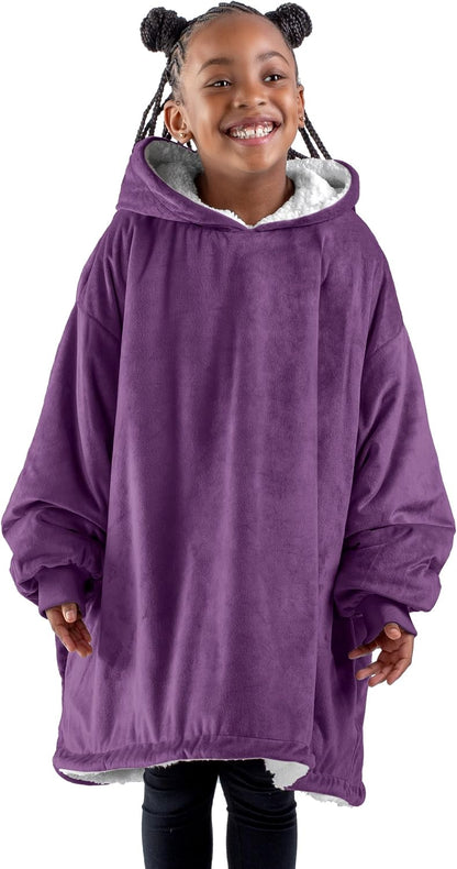 Bare Home Wearable Blanket Hoodie - Soft Plush Sherpa - Warm and Cozy - Oversized Wearable Blanket