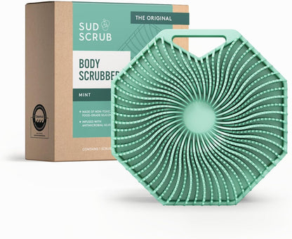 Sud Scrub® Antimicrobial Silicone Body Scrubber, Exfoliating Body Brush for Sensitive Skin, Antibacterial Shower Scrubber for Body, Bathroom Essentials for Men & Women, Charcoal
