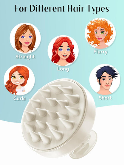HEETA Scalp Massager Hair Growth, Soft Silicone Scalp Scrubber Shampoo Brush for Exfoliation, Dandruff Removal Head Massage Stress Relax, Wet & Dry Use for Thick Thin Curly Hair Care, Black