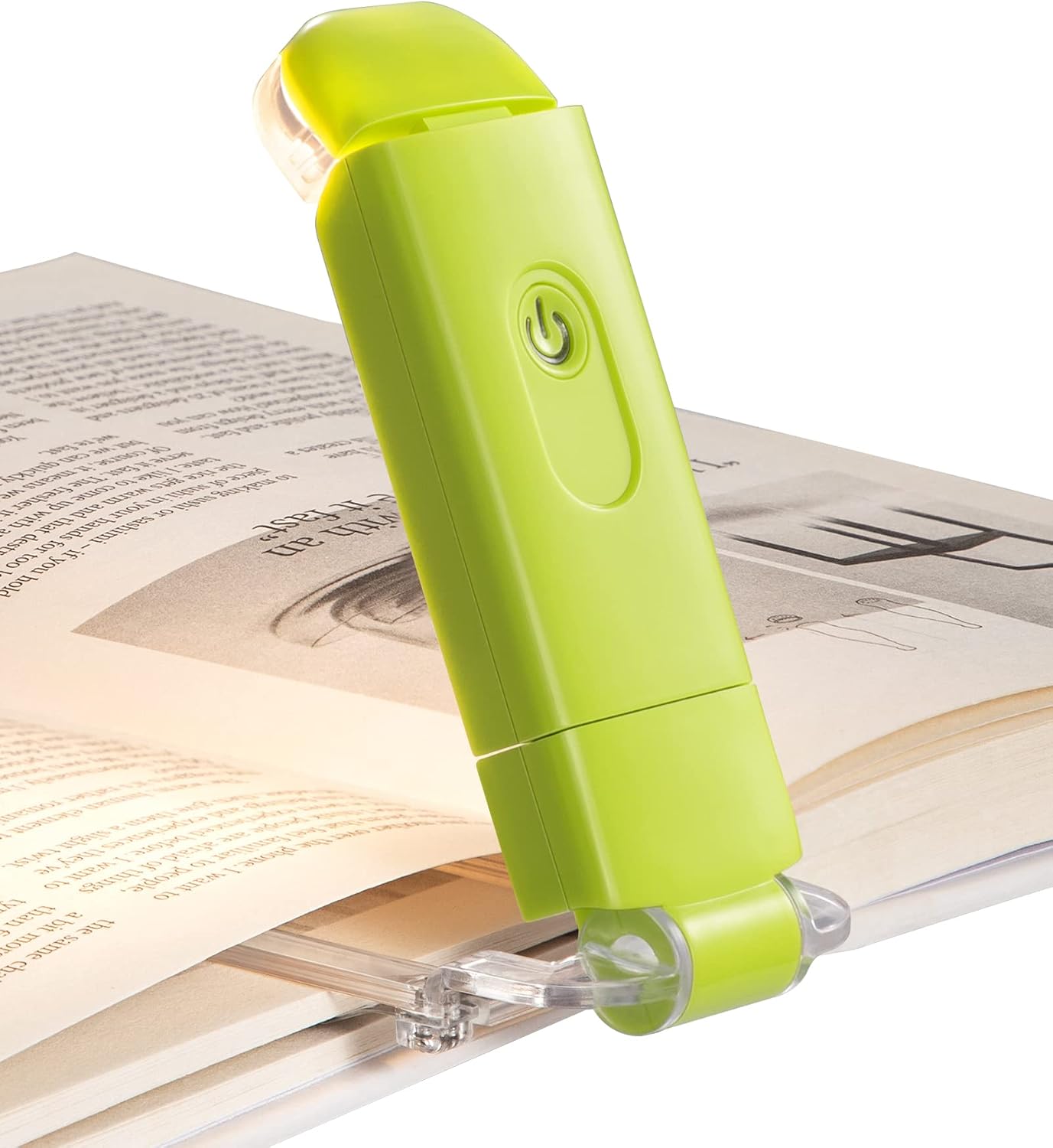 DEWENWILS Book Reading Light, USB Rechargeable Booklight for Reading at Night, LED Clip On Book Lights for Kids, Bookworms, Blue Light Blocking, Amber + Warm White (Green)