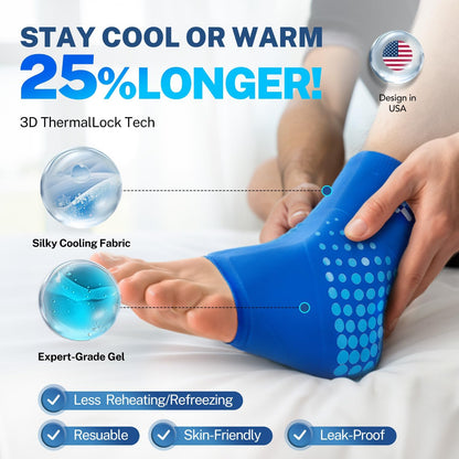 Ankle Ice Pack Wrap for Swelling with Thickened Cold Compression and Cooling Fabric, Ice Packs for Injuries Reusable for Swollen Feet, Achilles Tendonitis Relief, Plantar Fasciitis Relief