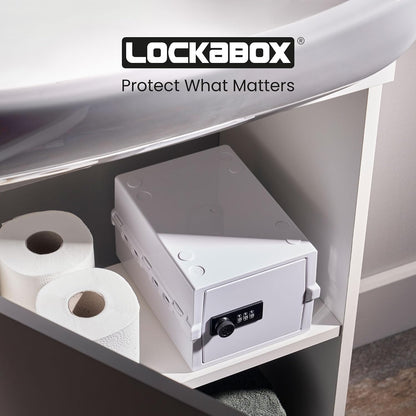 Lockabox Mini™ | Small Lock Box with Combination Lock (Half Letter Sized) | Mini Lockable Box for Small Medicines, Snacks & Mobile Phones | External Size 8.8 x 6.1 x 4.7 Inches (Crystal)
