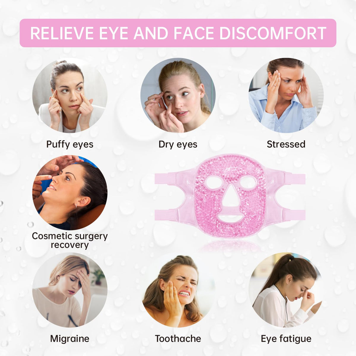 ZNÖCUETÖD Cold Face Ice Mask Facial Ice Pack, Hot Cold Compress for Face