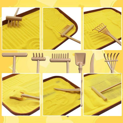 Zen Garden Kit for Desk,Mini Veggie Zen Sand Garden for Sandbox with Vegetable,Sensory Relaxation Sand Tray Tool,Office Stress Relief Toy 48pcs