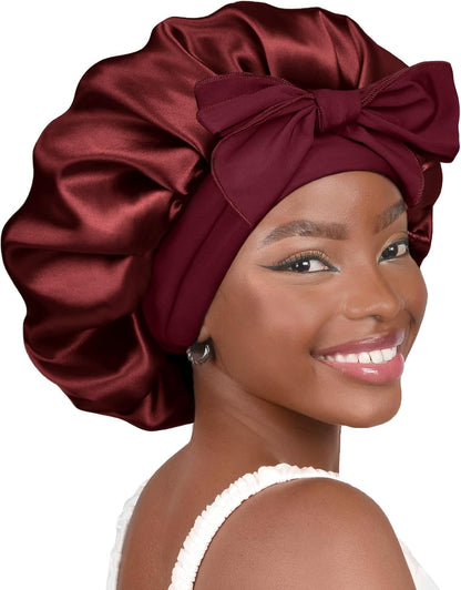 YANIBEST Adjustable Satin Bonnet for Sleeping Women Double Layer Hair Wrap Reduce Friction Prevent Frizz Natural Curly Hair