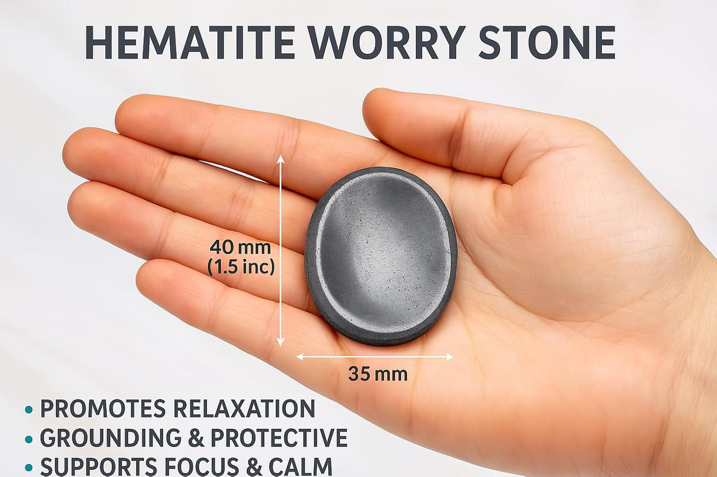 Natural Polished Thumb Palm Crystal for Meditation, Labradorite Worry Stone for Stress Relief, Anxiety Support & Pocket Reiki Healing