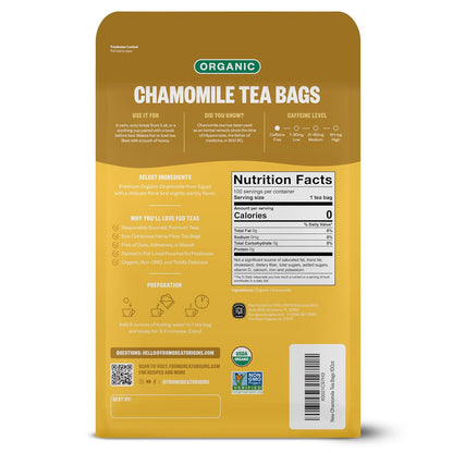 FGO Organic Chamomile Tea, 100 Count, Eco-Conscious Tea Bags, Resealable Bag, Packaging May Vary (Pack of 1)