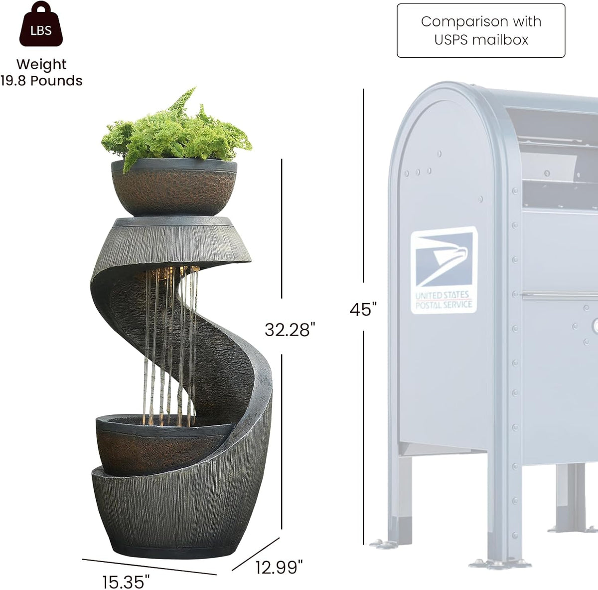 Sunlinua Modern Indoor Tabletop Water Fountain for Office Decor