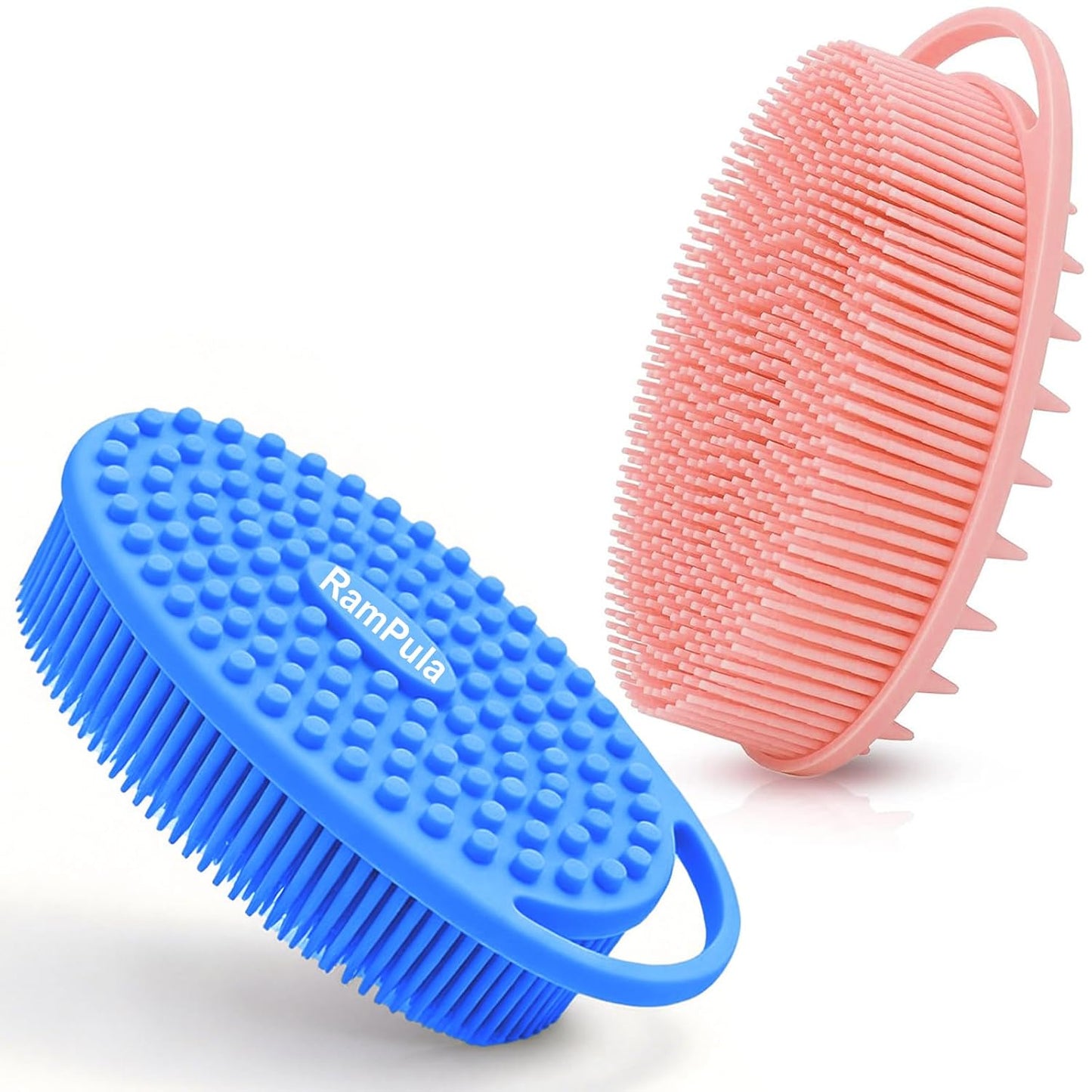 Silicone Body Scrubber – Dual-Sided Silicone Loofah for Shower, Set of 2 Soft Exfoliating Body Bath Shower Scrubber Loofah Brush Easy-to-Clean for Sensitive Kids Women Men All Kinds of Skin