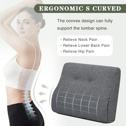 baibu Lumbar Support Pillow for Recliner, Large Memory Foam Dual-Layer Patent Design Back Support Cushion for Sofa & Gaming Chair, Ergonomic Lumbar Pillow with Machine Washable Cover, Brown