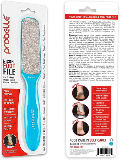 Probelle Double Sided Multidirectional Nickel Foot File Callus Remover - Immediately Reduces calluses and Corns to Powder for Instant Results, Safe Tool (Dark Grey)