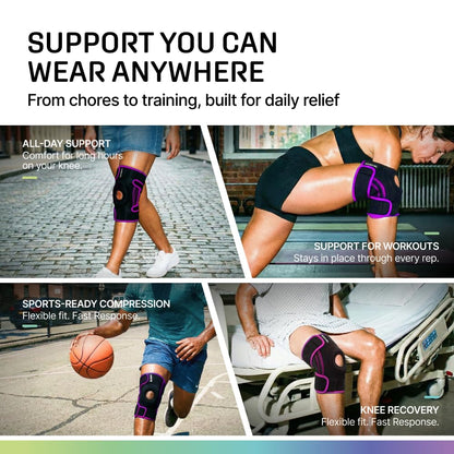 Modvel Knee Brace with Side Stabilizers & Patella Gel Pads for Pain Relief and Joint Support Breathable, Non-Slip Compression Sleeve for Men & Women, Arthritis, Meniscus, ACL Recovery