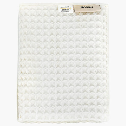 Luxury Organic Japanese Cotton Hair Drying Waffle Towel Wrap for Women | Absorbent, Quick-Dry Head Turban for Shower, Sauna, Spa | Extra Large for Long, Curly, Straight Hair With Button (White, 1 Pc)