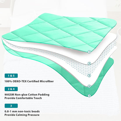 L'AGRATY Weighted Lap Pad 7lb: Small Weighted Blanket for Adults - Cooling Portable Travel Blanket for Relaxation Sleeping - Washable All-Season (29" x 24")