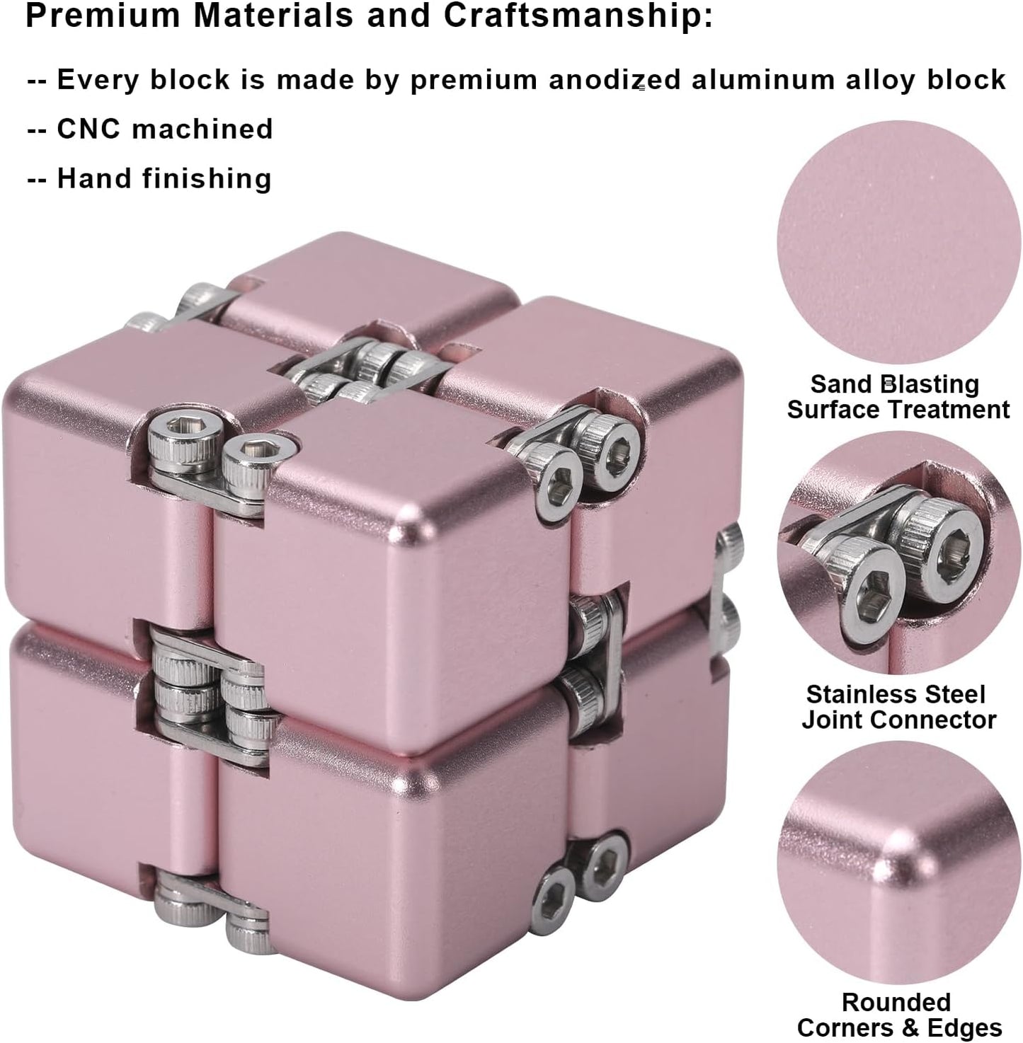 Lifidea Aluminum Alloy Metal Infinity Cube Fidget Cube (6 Colors) Handheld Fidget Toy Desk Toy with Cool Case Infinity Magic Cube Relieve Stress Anxiety ADHD OCD for Kids and Adults (Blue)