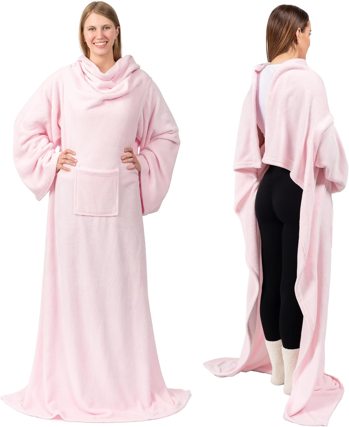 PAVILIA Wearable Blanket with Sleeves for Adult Women Men, Cozy Fleece Warm Wrap Throw with Arms, Gifts for Christmas, Wife