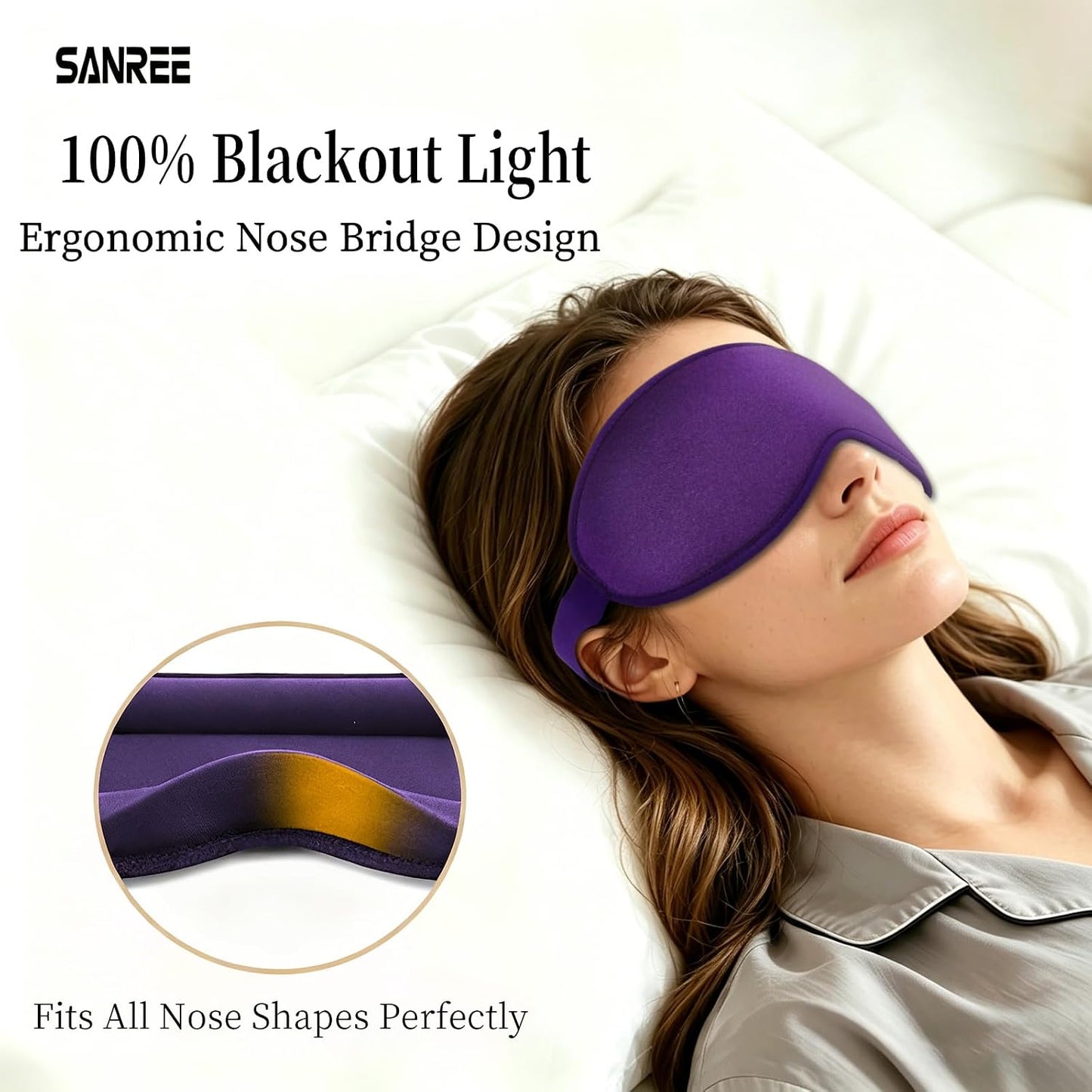 Sleep Mask for Side Sleeper Women Men,Blackout Eye Masks for Sleep,3D Contoured Sleeping Mask,Breathable Adjustable Eye Cover Blindfold with lash Extensions for Trave,Nap,Night Work,Black
