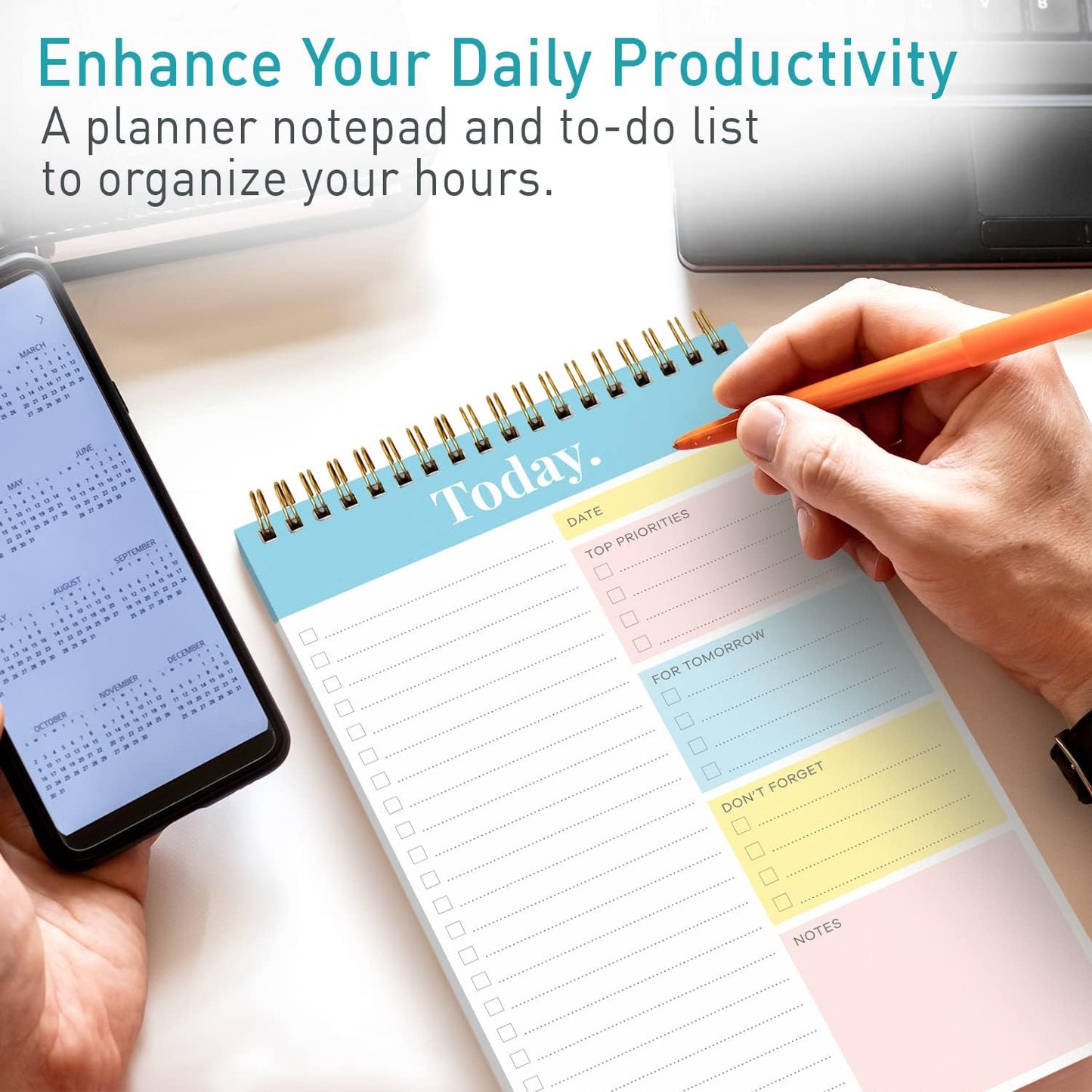 Sweetzer & Orange Daily & Weekly To Do List Notepad – Undated Work Planner & Organizer with Wish List Section, 52-Sheet Coiled Task Pad for Productivity – SET OF 4 To Do List Notebook for Work