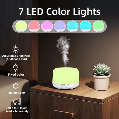 SPLITSKY Aromatherapy Essential Oil Home Diffuser with Remote Control, 300ML Large Room Cool Mist Air Humidifier, 8 Hours Quiet Operation, Timer, 7 Colors LED Night Night，Suitable Home,Yoga.