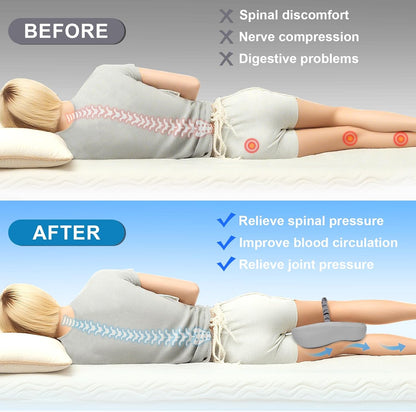 Knee Pillow for Side Sleepers Memory Foam Sciatica Pain Relief Leg Pillow, Removable Breathable Cover & Elastic Strap Grey